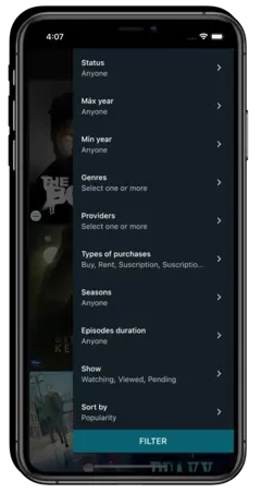 Seriesive advanced filtering interface