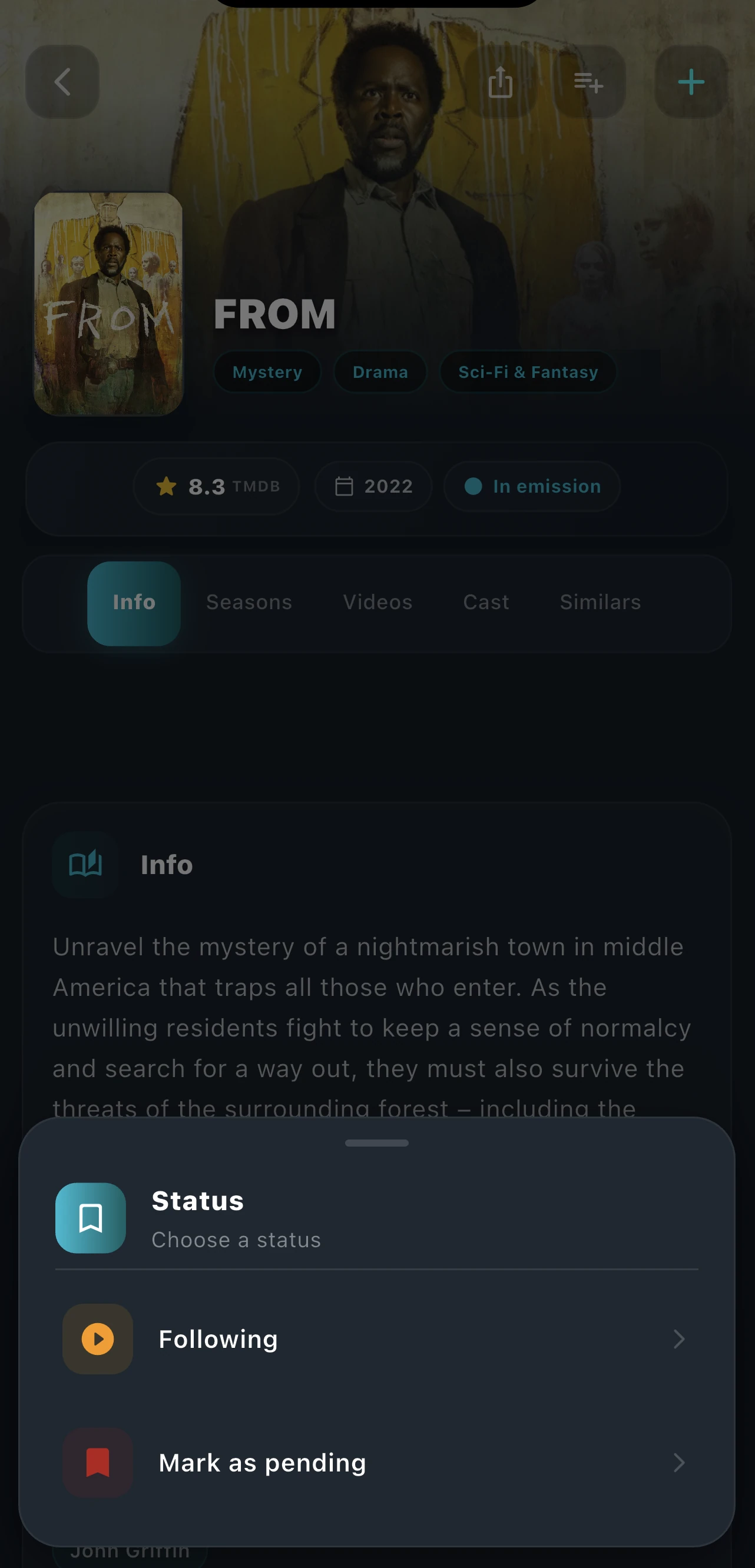 Add to following screen
