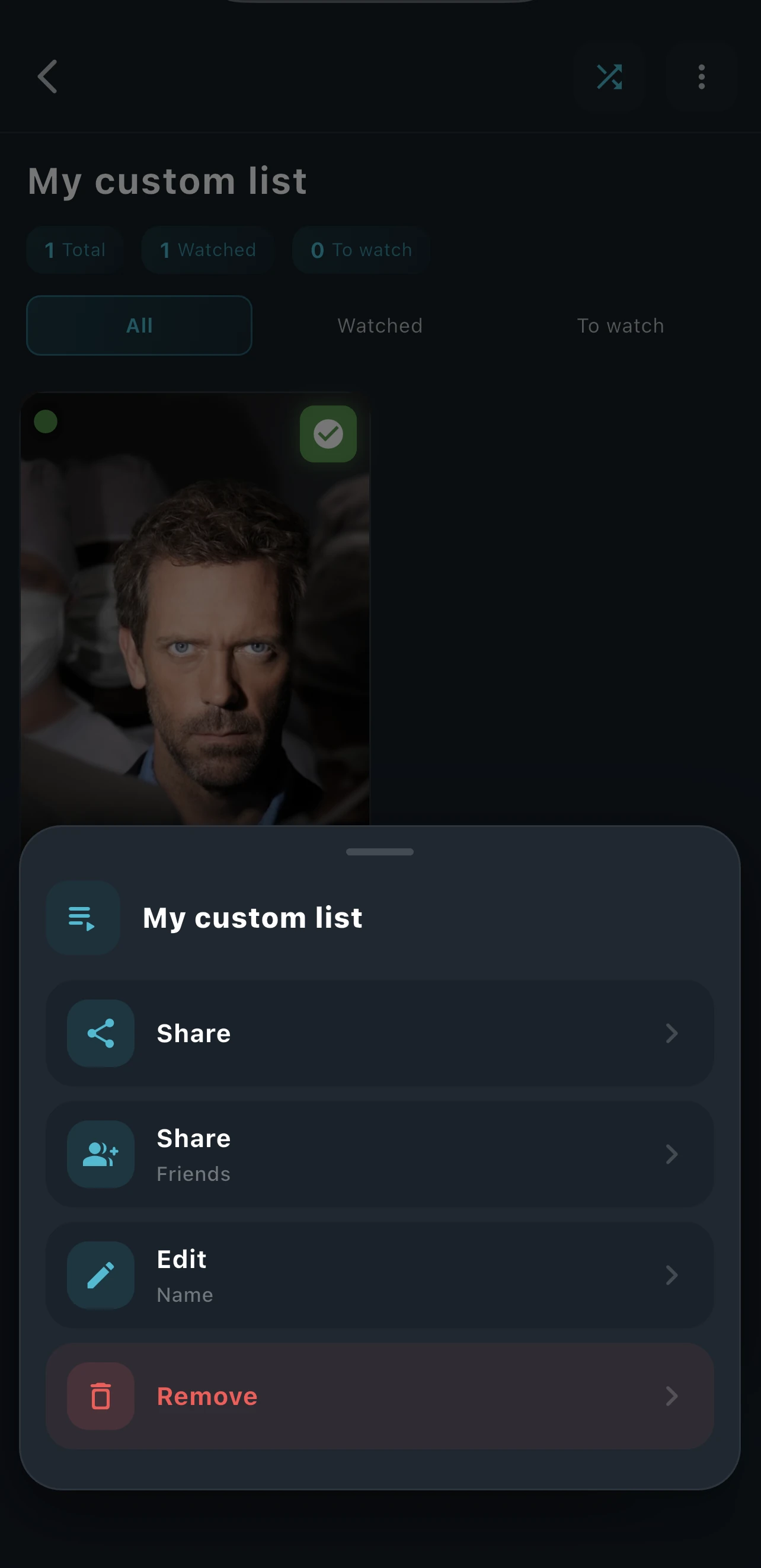Custom list screen in Seriesive