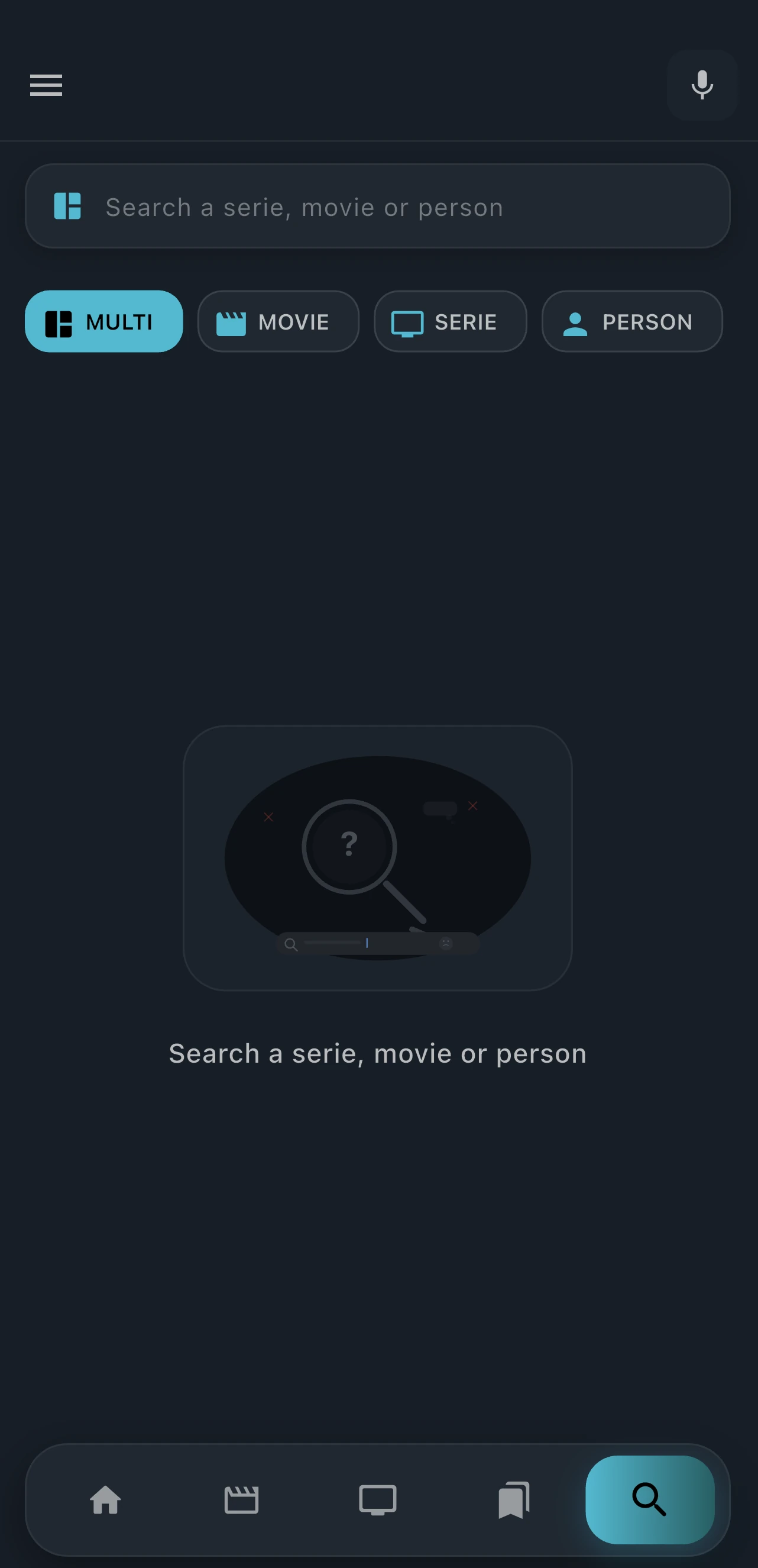 Seriesive search screen